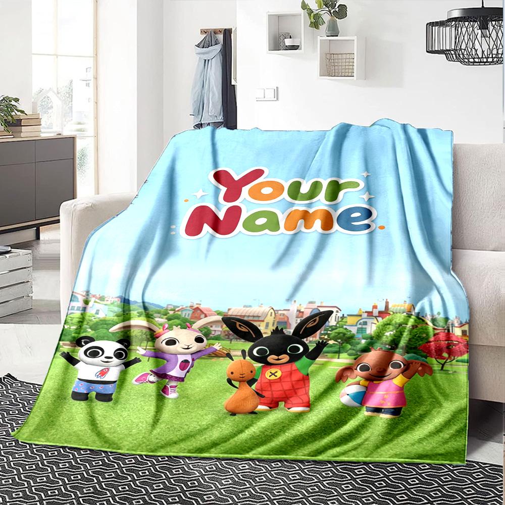 Name Custom Bing Print Flannel Blanket High Quality Warm Comfortable Cover for All Seasons Perfect for Gifts Home Decor