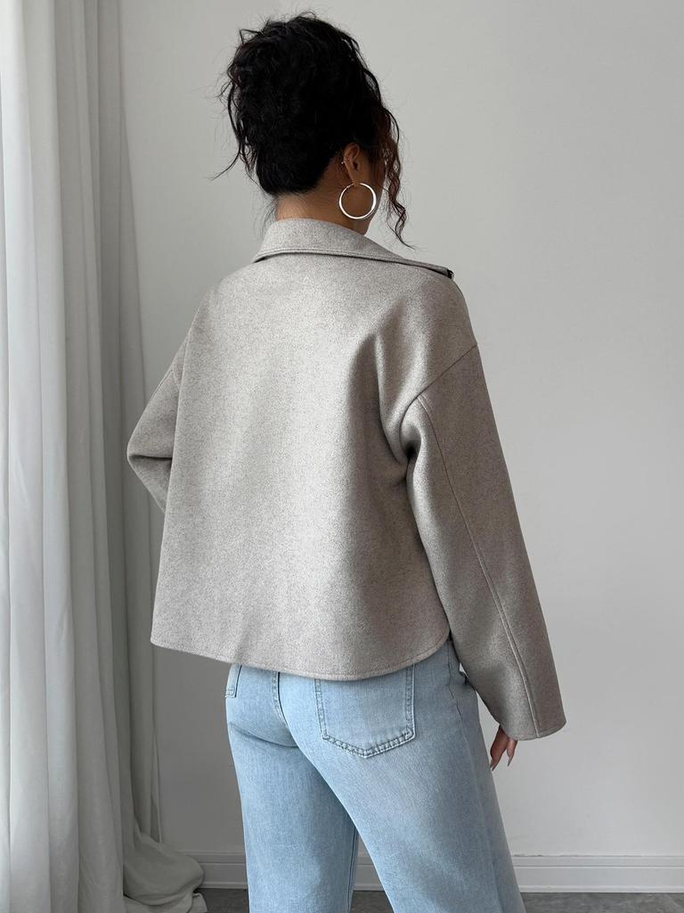 Europäische & Amerikanische Minimalistische Einfarbige Jacke mit Reißverschluss - Damen Herbst/Winter 2025 Kollektion