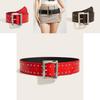 Alternative Punk Faux Leather Belt With Nail Head Embellishments And Metal Buckle For Daily Wear