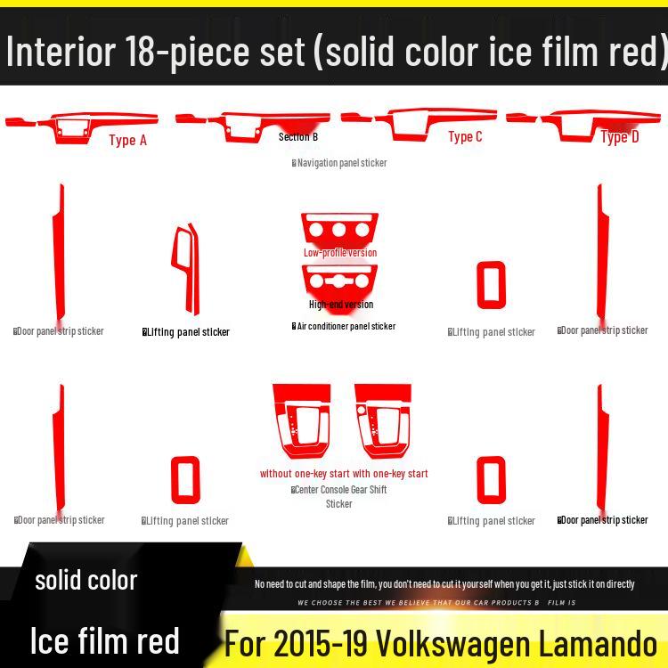 Volkswagen Lamando 15-19 Carbon Fiber Interior Gear Console Anti-Kick Pad Sticker