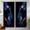 Blackout Heat Insulation Curtains Dream Starry Sky Wolf Print Curtains Children's Room Living Room Outdoor Decorative Curtains