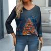 Women's Casual Fashionable Sexy Comfortable V-Neck Christmas Three-Quarter Sleeve Top