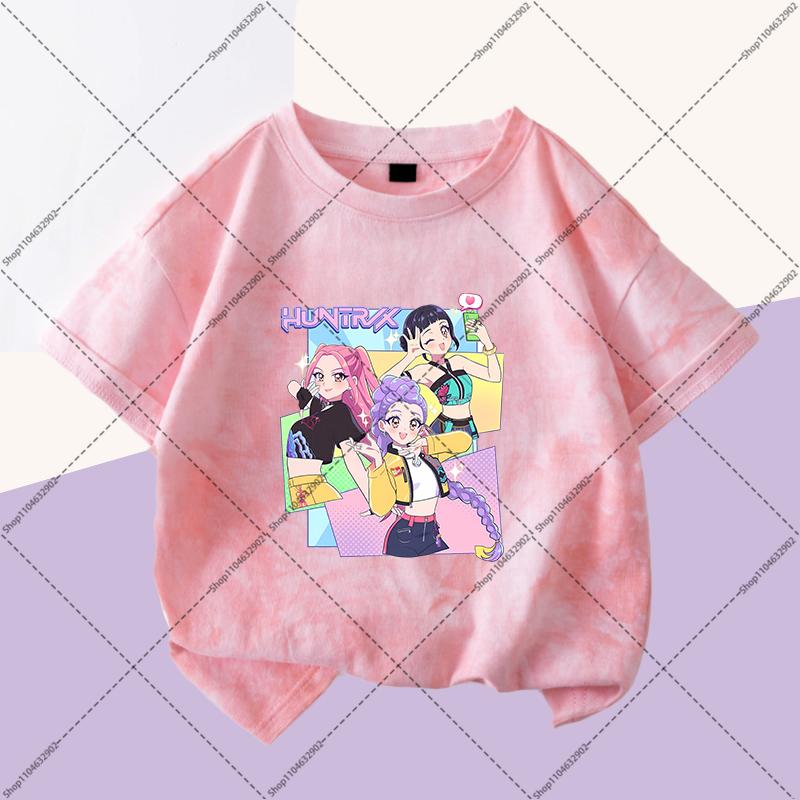KPop Demon Hunters Boys Girls Fashion T-shirts Kids Cute Clothes Cartoon Anime Graphic Print Children Short Sleeves Party Gifts