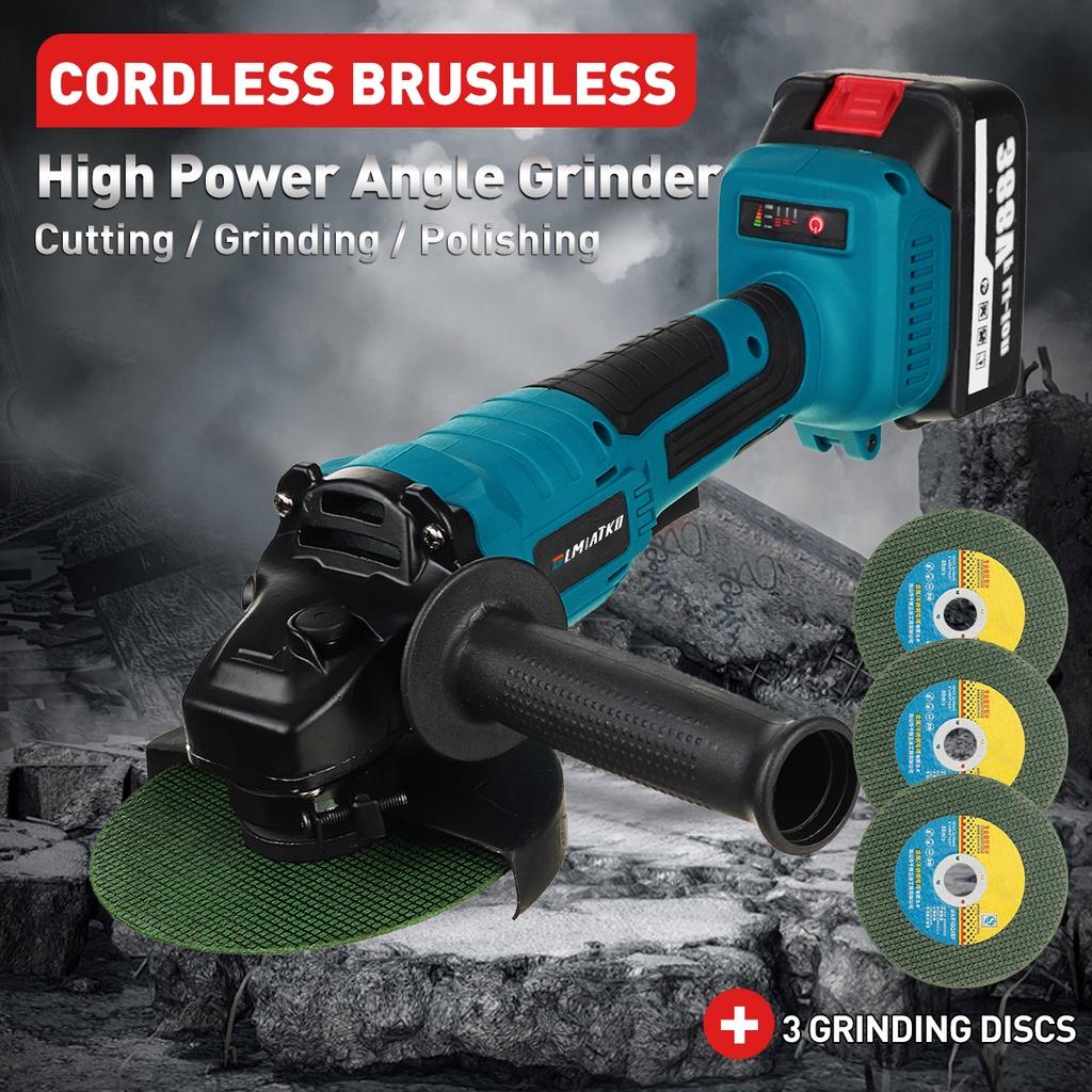 100/125MM Brushless Electric Angle Grinder 4 Speed Cutting Machine Power Tool 2pcs Lithium-Ion Battery For Makita 18V Battery