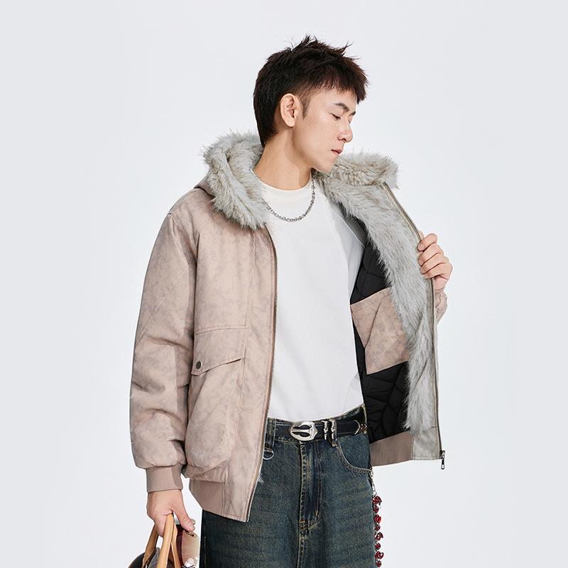 Herren Baumwoll-Steppjacke mit Winterwärme und Windschutz, Baumwolljacke, Lockere Freizeitjacke, Dicke Jacke