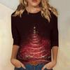 Women's Fashion Casual Christmas Printed Round Neck Long Sleeve Pullover Top