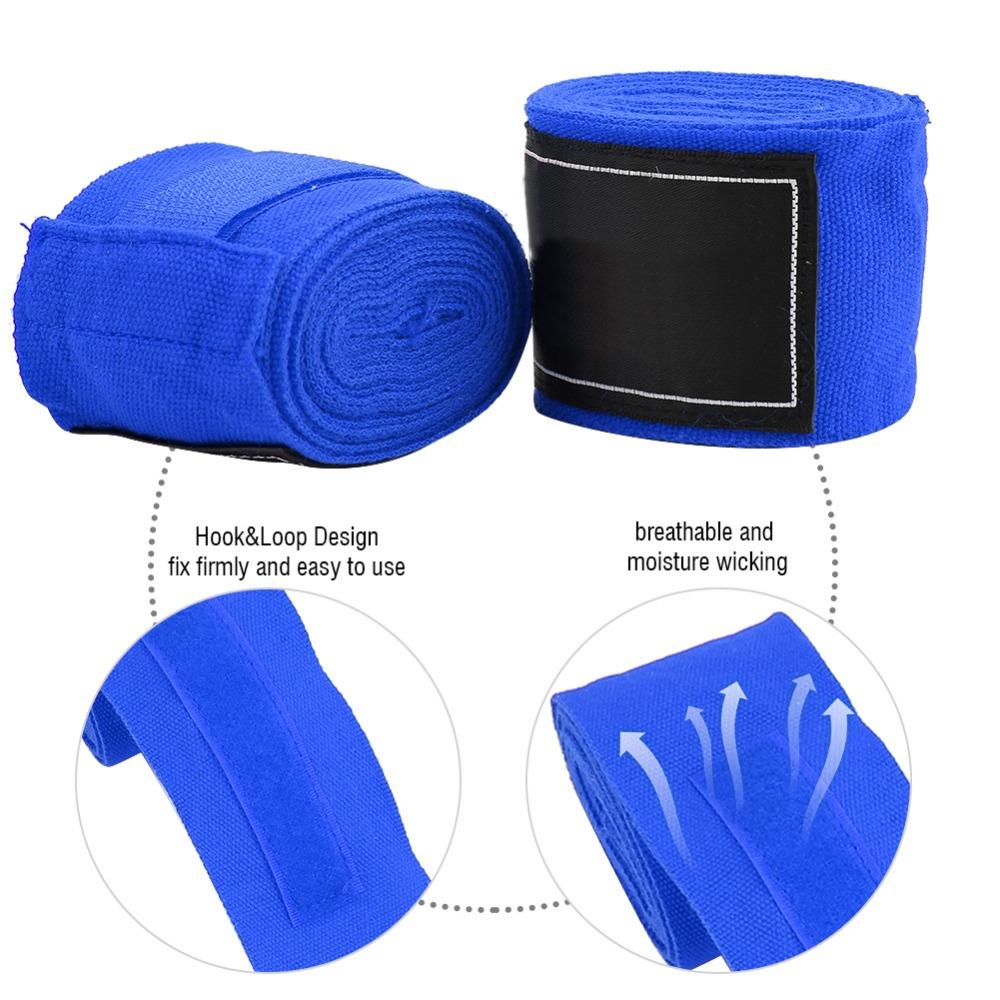 2pcs Cotton Material Boxing Hand Wraps Stretch Fabric Blue Boxing Hand Wraps  Kickboxing Workouts