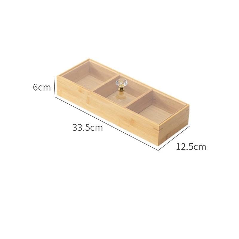 Wooden Bamboo Partition Tray With Cover Nuts Dried Fruit Candy Holder Party Indoor Outdoor Appetizer Food Serving Plate Supply