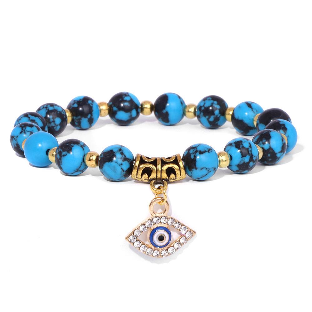 Fashion Evil Eye Natural Stone Beaded Bracelet for Women Men Amulet Protection Jewelry Yoga Spiritual Friendship Gifts