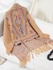 Women's Autumn and Winter Large Size Pop Jacquard Geometric Knitted Cardigan Loose Bat Sleeve Cloak Sweater Tassel Shawl