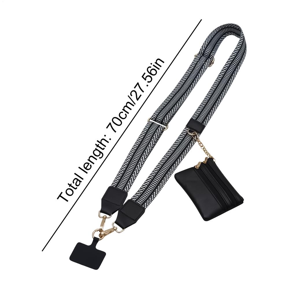 New Wide Mobile Phone Lanyard Crossbody Bag,with Zippered Leather Wallet Bag, Adjustable Fashion Cellphone Lanyard