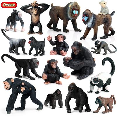 Oenux Oryginalne Figurki Dzikich Zwierząt Małpa Szympans Orangutan Gibon Złoty Model Pcv Miniatura Edukacyjne Zabawki dla Dzieci