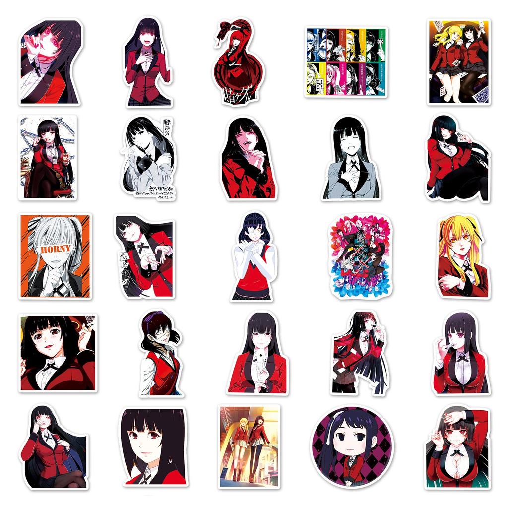 50 Japanese Anime Kakegurui Stickers for Notebook, Water Bottle, Suitcase, Car - Waterproof Cartoon Decor