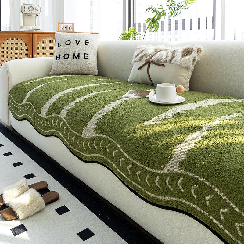 

Simple and modern irregular sofa seat cushion half fleece thickened warm and non-slip seat cushion special-shaped sofa cover cloth towel 70*70cm