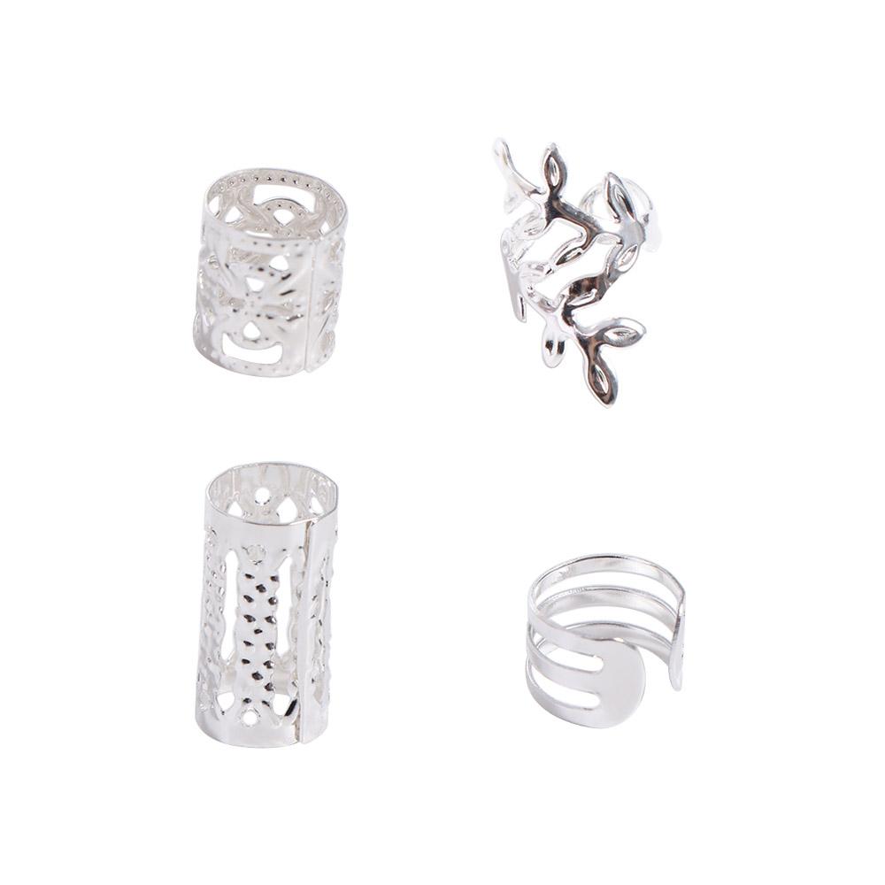 40PCS Hair Braiding Mixed Hair Rings Set Metal Cuff Clips Hair Braid Tubes Dreadlocks Beads  Decor