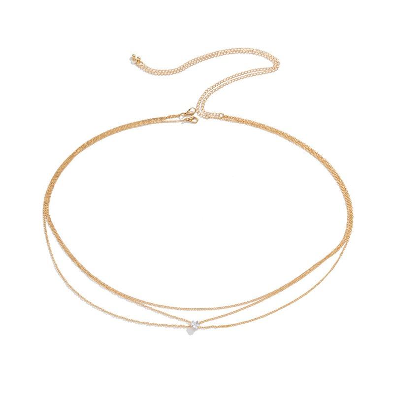 Meier Women s metal chain belt double layer body chain casual rhinestone heart waist chain золотой
