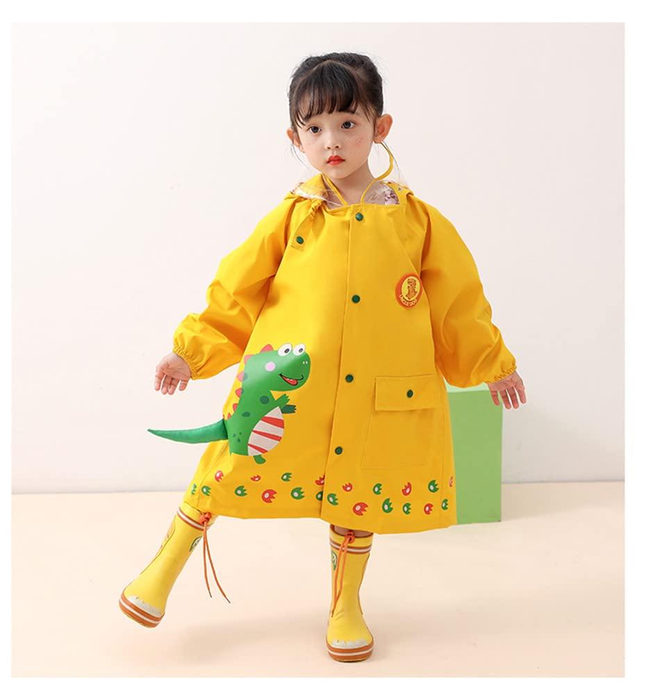 Suitable for Waterproof Kids Rain With Storage For Yellow Type Size S [JYZ] Children's Raincoat, Dinosaur, Backpacks, Boys, Girls, Raincoat, Rainwear,