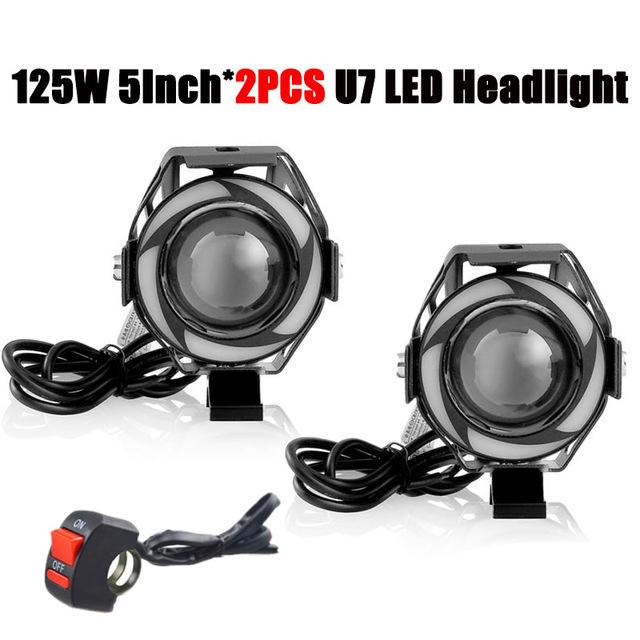 

125 Вт мотоциклетные ангельские глазки 5 дюймов U7 RGB светодиодные фары DRL точечные фары 2 pieces