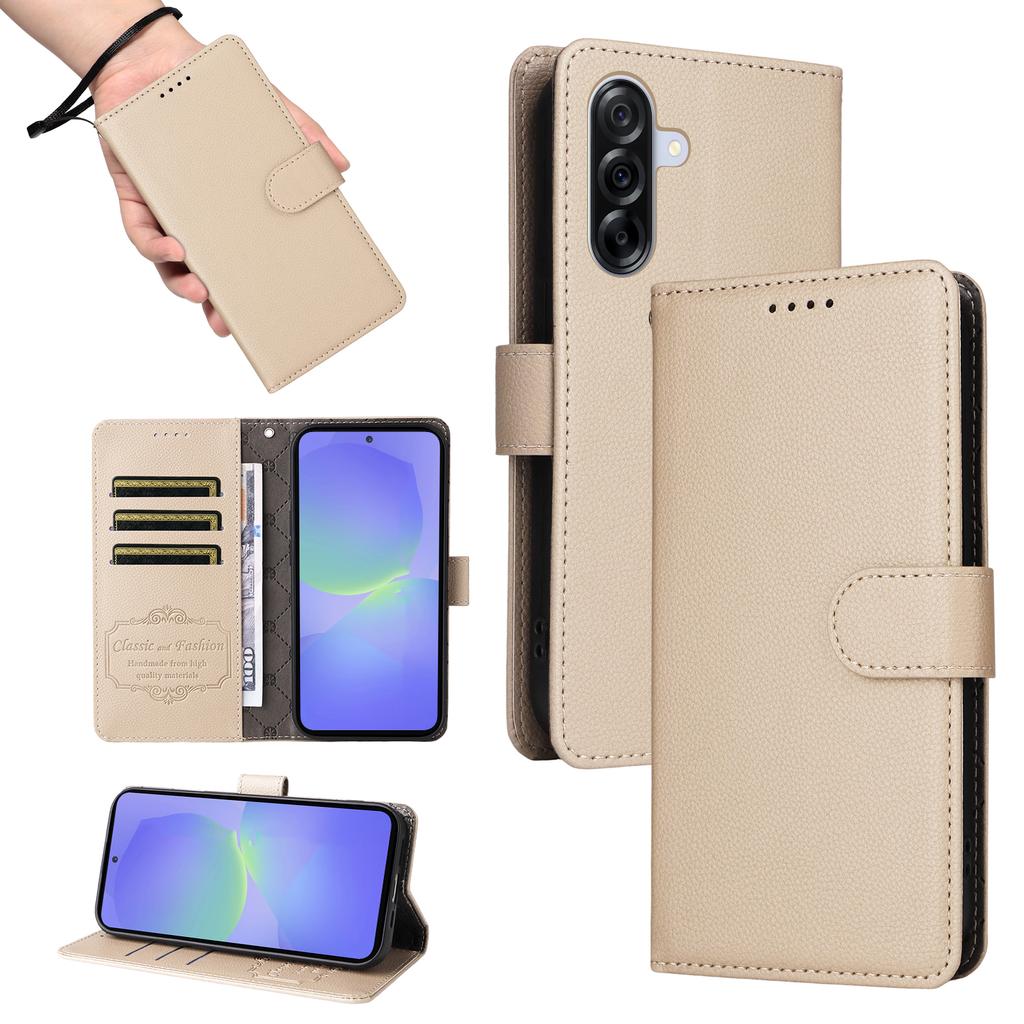 For Samsung Galaxy A36 5G Case RFID Blocking 3 Card Slots PU Leather Phone Cover with Wrist Strap