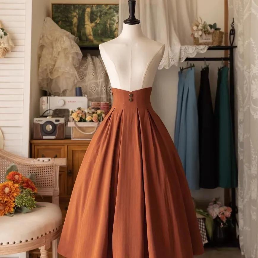 Autumn Winter Lolita Women's Y2K Half Skirt Elegant CLA Slim Fit Classical Simple Long Skirt Versatile
