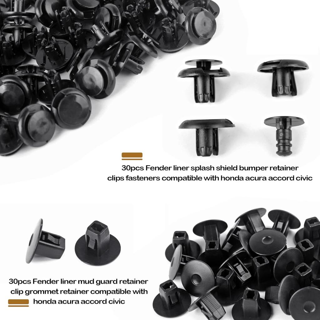 Assortment Push Retainer Clips Kit With 4 Size Compatible Honda Acura Accord Civic Fender Liner Bumper Replace 91501-TR0-003, 91512-SX0-003 - 121Pcs