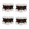 4Pcs Delicate Lace Trimmed Bows Charm Bracelet With Bells Decoration Anklet Gift for Halloween Prom Masquerades