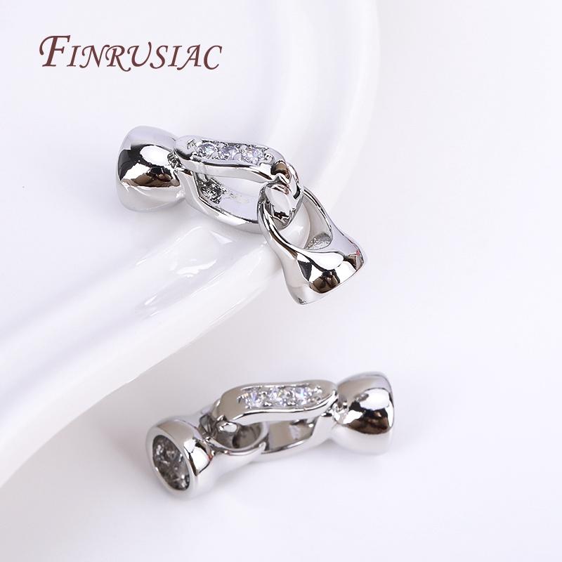 DIY Pearls Jewelry Fittings 18K Gold Plated Inlaid Zircon Lock Clasps Closure Fasteners For Beading Jewelry Making