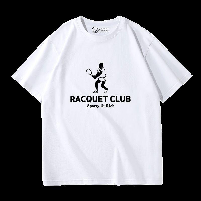 Pure Cotton Short-Sleeved T-shirt Women's Wide Loose Shoulder Sports Style American Retro Plus Size Half Sleeve Bottoming Shirt