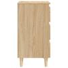 Nightstand with Solid Wood Legs Sonoma Oak Finish 40 x 35 x 69 cm
