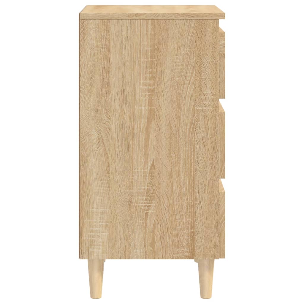 Nightstand with Solid Wood Legs Sonoma Oak Finish 40 x 35 x 69 cm
