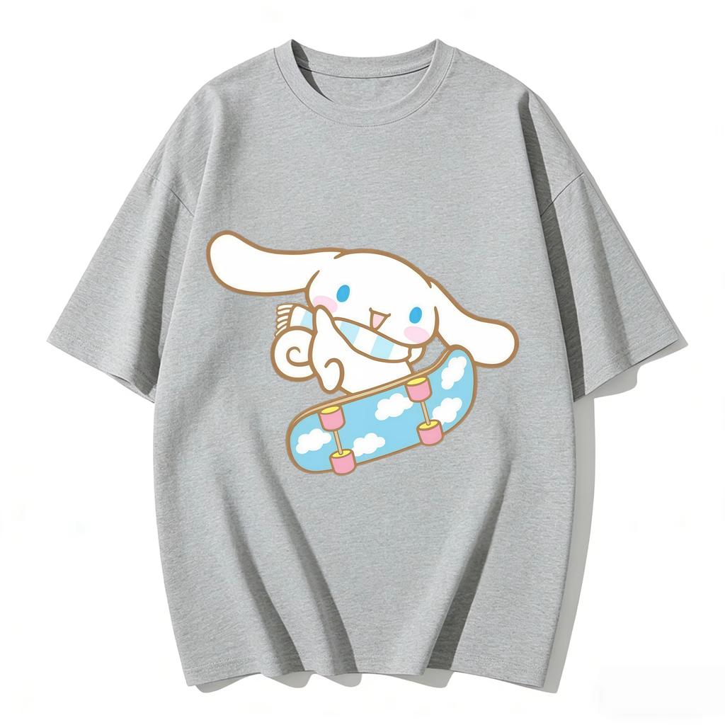 T-shirt Cinnamoroll 2026 cotone morbido manica corta girocollo stampa carina leggera top estivo per Donna uso quotidiano casual