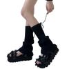 Winter Knitted Leg Warmers Bandage Bow Sweet Girls Solid Color Long Stockings Knitted Foot Cover Knee Socks Women Leg Warmers