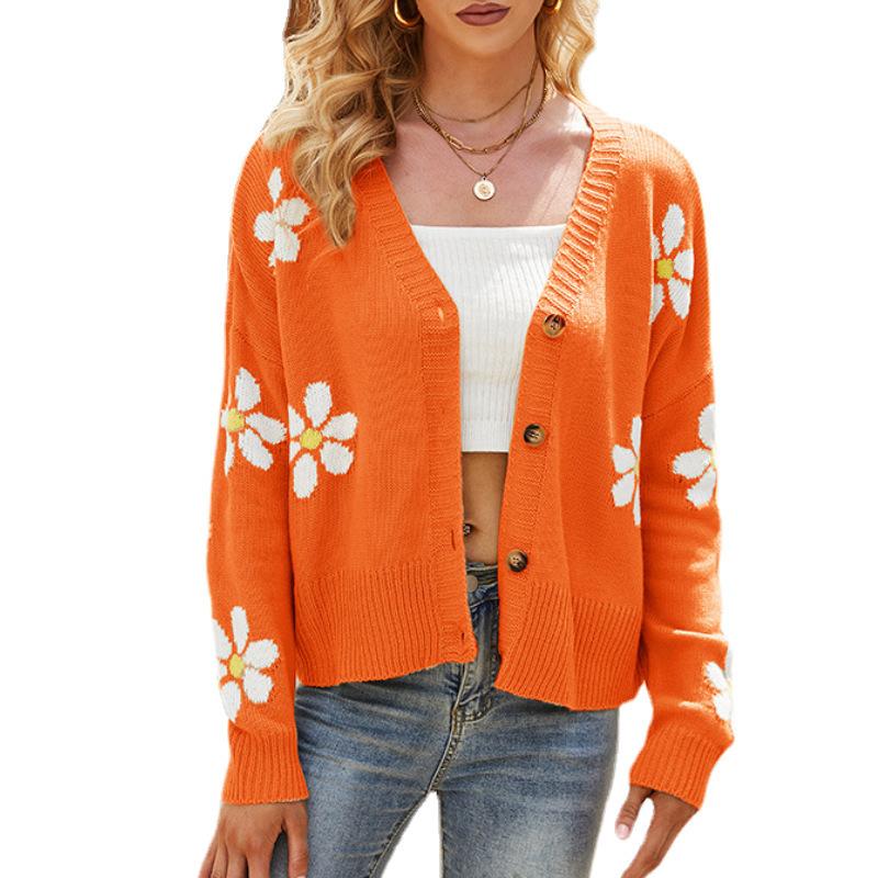 

Осенне-зимние вязаные кардиганы с милым принтом и V-образным вырезом, женские свободные, больших размеров, элегантные свитера, женские кардиганы, винтажные свободные, на пуговицах, трикотажные изделия 24635 XXL оранжевый