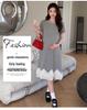 2026 Summer Petite Maternity Knit Dress - Korean Style, Loose-Fit, Slimming, Round Neck