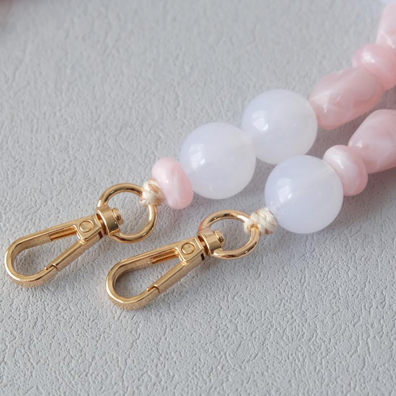 Neue Mode Frau Telefon Zubehör Abnehmbare Blau Perlen Ketten Niedlichen Acryl Luxus Strap Frauen Elegante Telefon Schulter Griff Kette