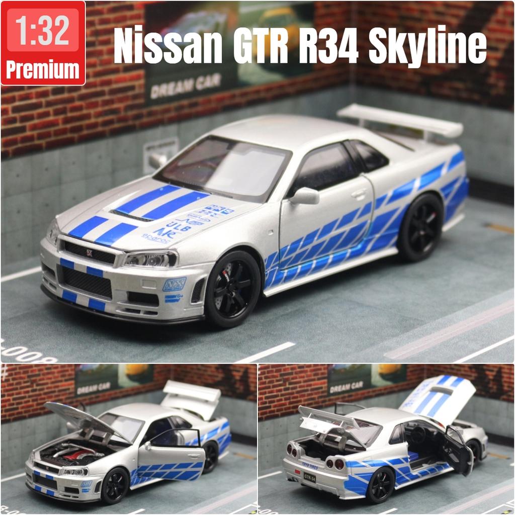 1/32 Nissan Skyline GTR R34 JDM Model Mașină Jucărie Vehicul Diecast Miniatură Sunet & Lumină Trage Înapoi Colecție Cadou Copii Băiat