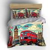 London Travel Icon Set Bedding Set with 1 Duvet Cover 2 Pillowcases Single Double King Queen, Gift