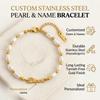 Custom Name Personalized Pearl Bracelet 18K Gold Plated Stainless Steel Tarnish Free Freshwater Pearl Name Bracelet OEM Jewelry