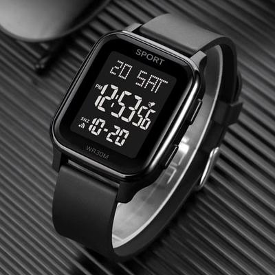 Montre de Sport YIKAZE pour Homme Étanche Multifonctionnelle Montre Électronique Ultra-fine Montre-Bracelet Numérique LED pour Homme Étudiant