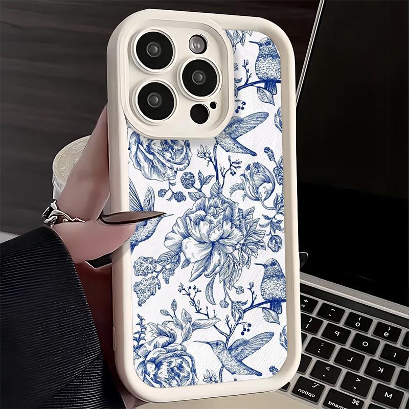 Phone Case for iPhone 17 Air 16E 15 16 Pro Max Blue And White Porcelain Pattern Cover 14 Plus 13 12 Mini Soft Shell Silicone Fun
