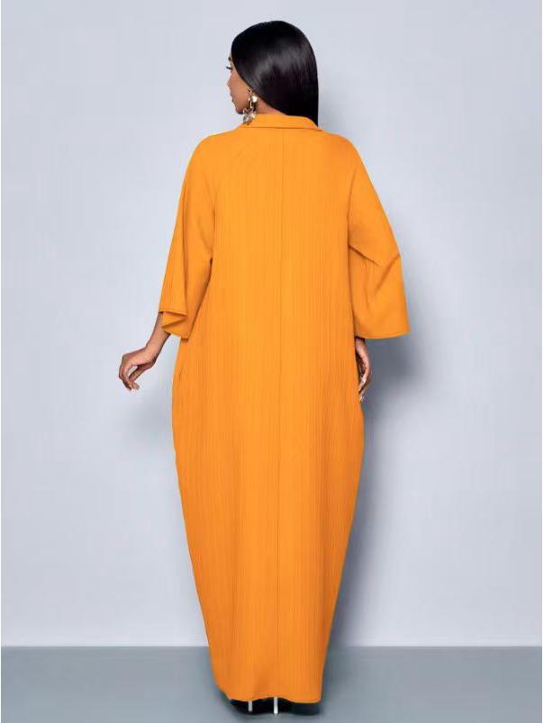 European Cross-Border Extra Large V-Neck Dress - Solid Color, Modern Style, Light Luxury