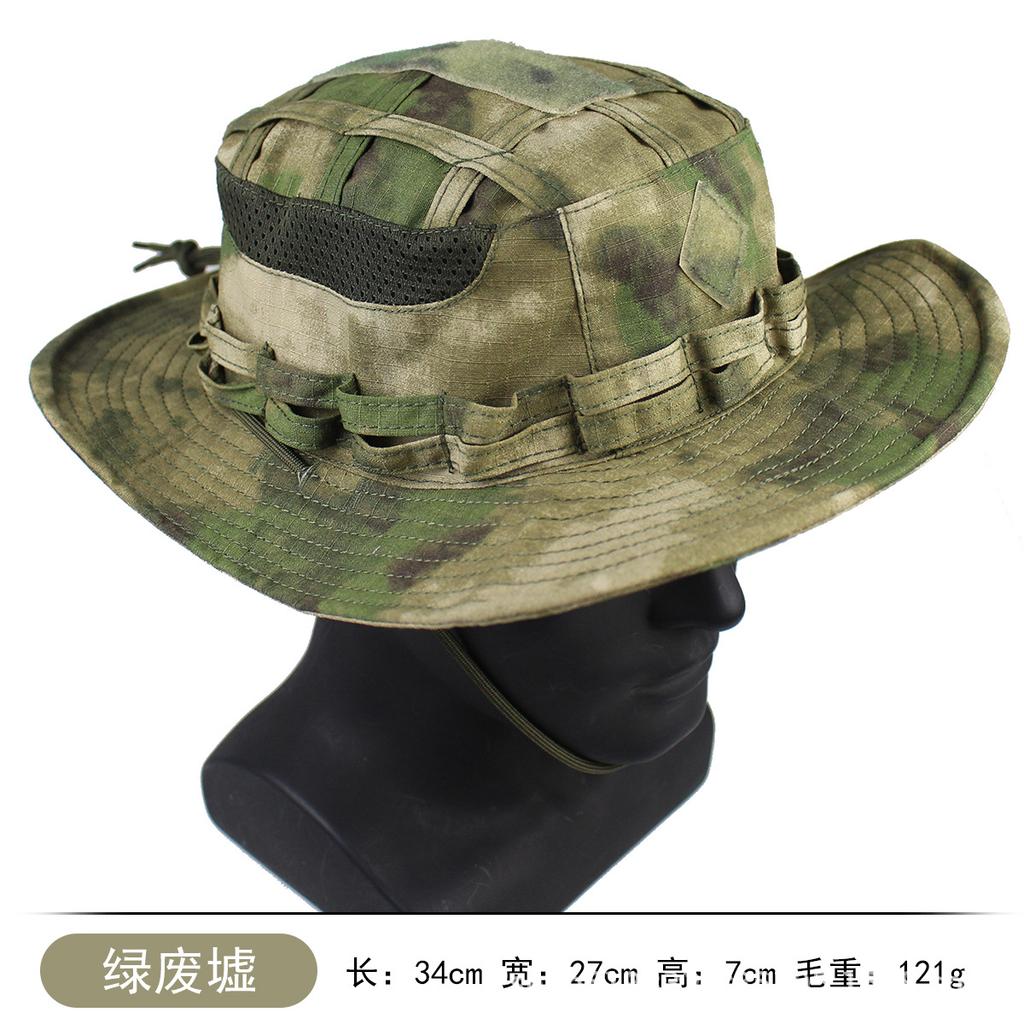 Tactical Camouflage Penny Hat Outdoor Jungle Mountaineering Fishing Fishing Hat Sun Protection Summer Shade Velcro Bucket Hat