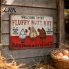 Barn And Coop Wall Art Fluffy Butt Hut Farm Sign, Vintage Chicken Metal Outdoor Sign Weatherproof Rustic Art, for Kitchen Backyard Farmhouse