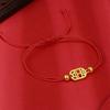 Zhou Family Sand Gold Plated Copper Bracelet - Unisex Ping An Fu Lucky Red Rope Jewelry
