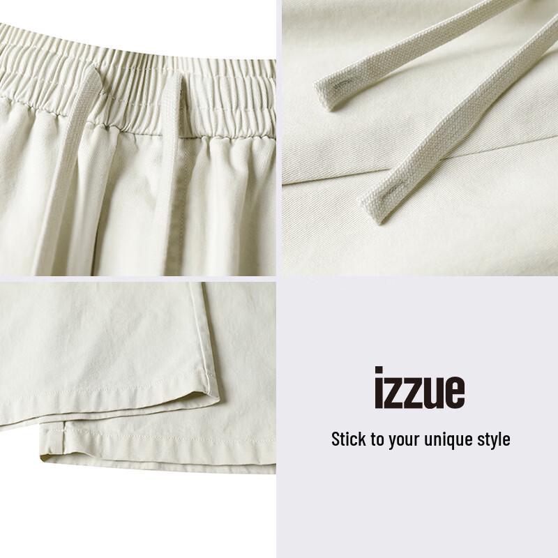 izzue Men's American Retro Pleated Wide-Leg Cotton Cargo Pants