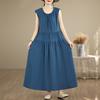 Elegant Women's Summer Dress Plus Size Casual Loose Sleeveless Long Dress Female Vintage Clothes