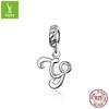 26 Letter Charm 925 Sterling Silver Pendant Korean Fashion Beaded Bracelet Silver Jewelry Accessories