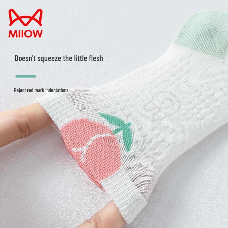 Mao Ren Girls' Summer Antibacterial Lace Mesh Mid-Calf Socks