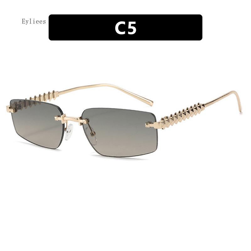 

Frameless Sun Protection Glasses Fashion Stylish Fashion Cat-Eye Women Adults Men Adults Sunglasses Designer Alloy Metal Black Compact Small Oval