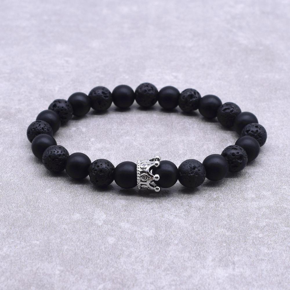 Couple Bracelet Charms Stone Beads Men Jewelry Crown Bracelets For Women Bangles Pulseira Masculina Bileklik Pulseira Feminina